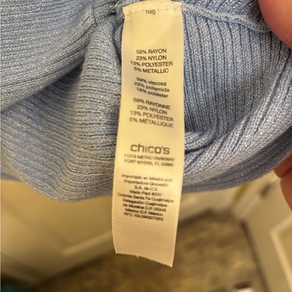 Chico’s Sparkly Blue size 3 sweater - Picture 6 of 7